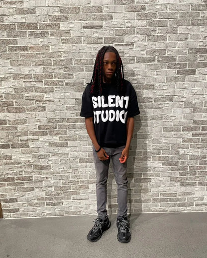 Trendy Brand Fashion Letters Cartoon Print Oversized Short-sleeved Men Y2k Harajuku Hip-hop Retro Loose Casual T-shirts Women Street King Limited