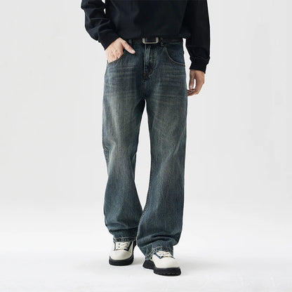 mens plus size retro fashion streetwear loose casual micro flared denim pants jeans cityboy jeans trousers 28 40 stacked flare jeans