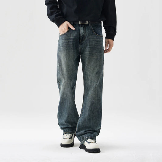 mens plus size retro fashion streetwear loose casual micro flared denim pants jeans cityboy jeans trousers 28 40 stacked flare jeans