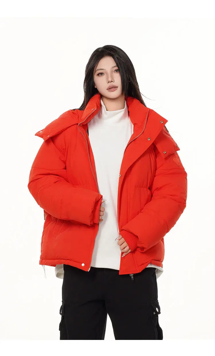 men women winter fashion loose casual cotton padded hooded parkas jacket campus boy gril thicken warm snow coat outerwear unique default style 1093