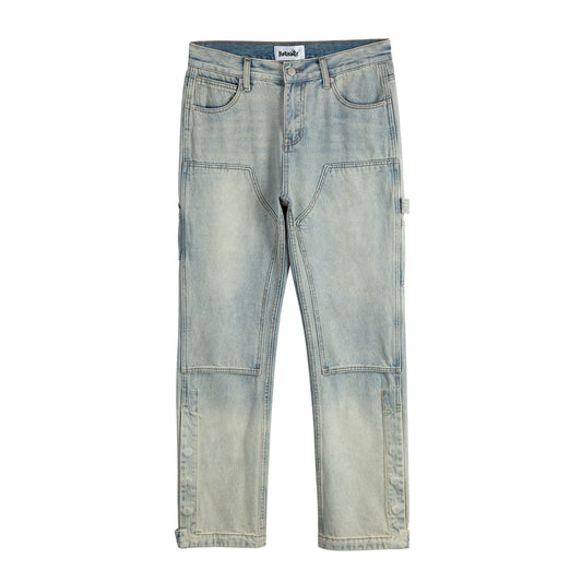 y2k side buckle washed cleanfit baggy pencil jeansfor men streetwear vibe style pantalones hombre loose casual denim trousers stacked flare jeans