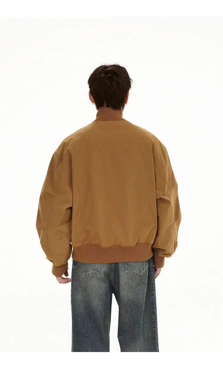 short design stand collar bomber jacket men korean streetwear fashion loose casual vintage bomber jacket coat cityboy outerwear unique shorts style 534