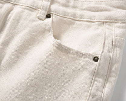 high street white color solid cleanfit casual jeans for men straight baggy pockets loose cargo pants y2k oversize denim trousers unique cargo style 1176