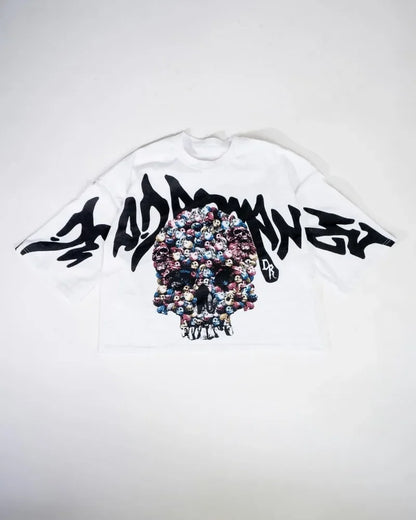Y2k New Summer Street Skull Letter Printed Short-sleeved Shirt Women Clothing Harajuku Retro Gothic Punk Oversized T-shirt Men Street King Limited