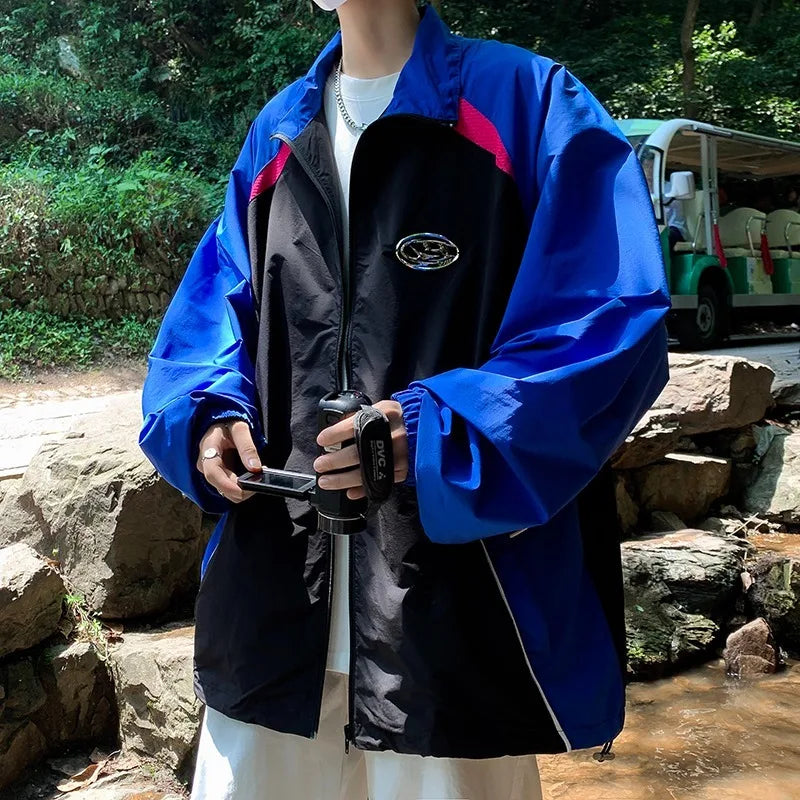 new sport charge jacket mens korean trend color blocking quick drying thin coats summer outdoor sunscreen casual windbreaker unique default style 1919