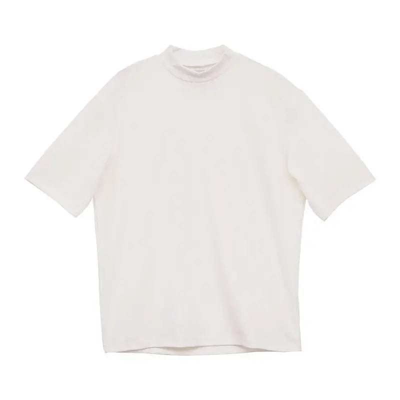 Korean style high-end half turtleneck short-sleeved summer T-shirt for men loose ice-sleeved bottoming shirt y2k trendy ins top Street King Limited