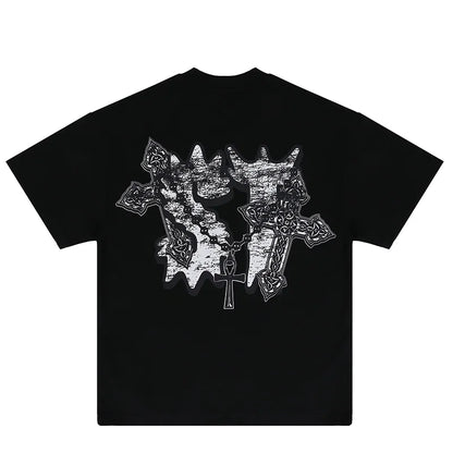 Summer New Chaopai Boxer Letter Print T-shirt Men Woman 1:1 Best Quality Loose Versatile Vintage O-Neck Tops Tee Street King Limited