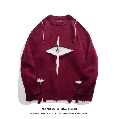 Gothic Men's Sweater Hip Hop Streetwear Long Sleeved Round Neck Tops Oversized Autumn New Knitwear Sweaters Jumpers Street King Limited