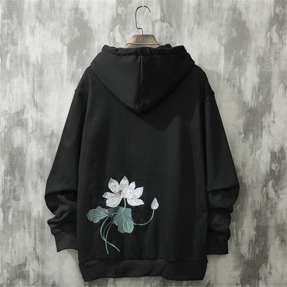 Black Harajuku Embroidery Hoodie Casual Cartoon Bird Sweatshirt Streetwear Autumn High Street Japan Ulzzang Male Cool Tops Boys Daulet Apparel