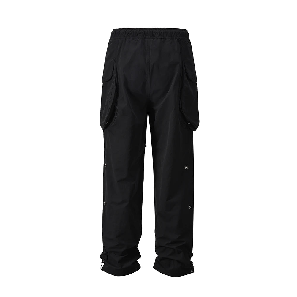 y2k high street multi pockets pleated drawstring cargo pants for men straight pantalones hombre baggy trousers oversized combat utility trousers