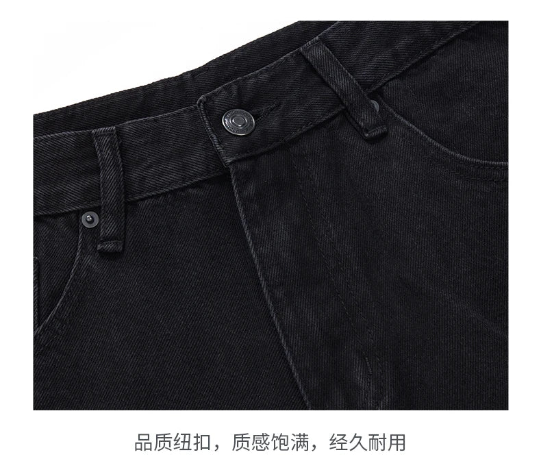 men american streetwear fashion loose casual hip hop wide leg black denim baggy jeans pants man y2k cargo jeans trousers unique cargo style 2210
