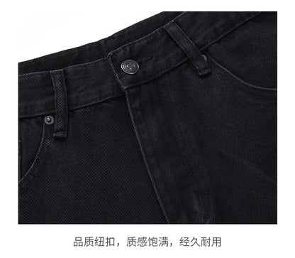 men american streetwear fashion loose casual hip hop wide leg black denim baggy jeans pants man y2k cargo jeans trousers unique cargo style 2210