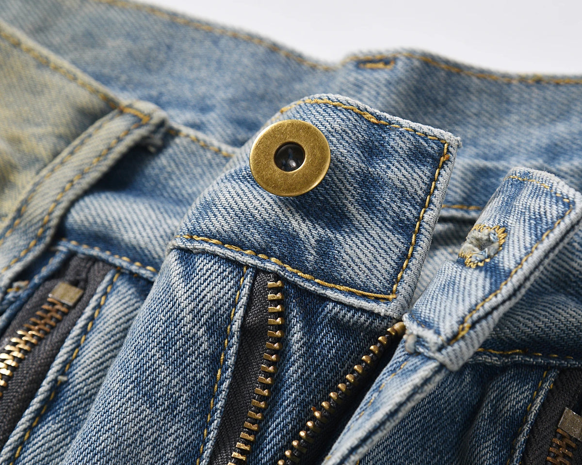 front zipper hole distressed washed vintage mens jeans pants harajuku y2k straight ink painted baggy denim trousers oversized unique jeans style 1973