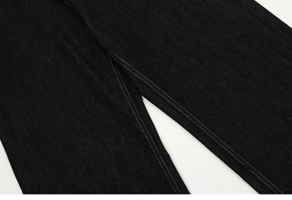 men women streetwear fashion loose casual wide leg straight black denim jeans pant boyfriend y2k baggy jeans trousers unique jeans style 2265