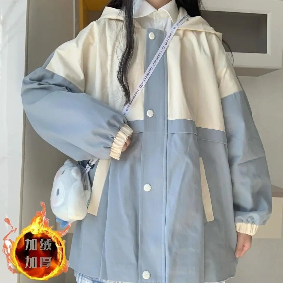 s 3xl basic jackets women patchwork design all match preppy style casual outerwear with hat daily harajuku streetwear clothing unique default style 4629