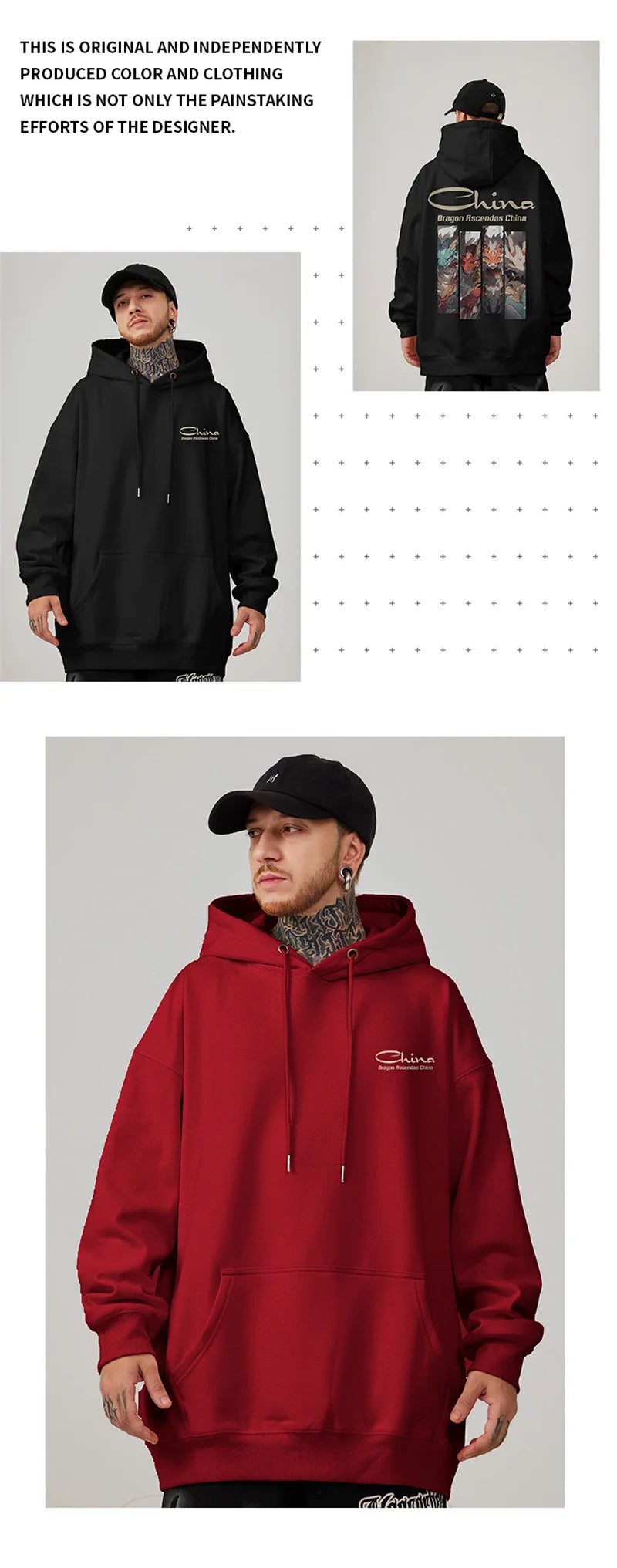 Dragon Ascendas China Graphic Sweatshirts Hombre Hip Hop Fashion Hoodies Oversize Y2K Streetwear Fleece Hoody Printed Clothes Street King Limited
