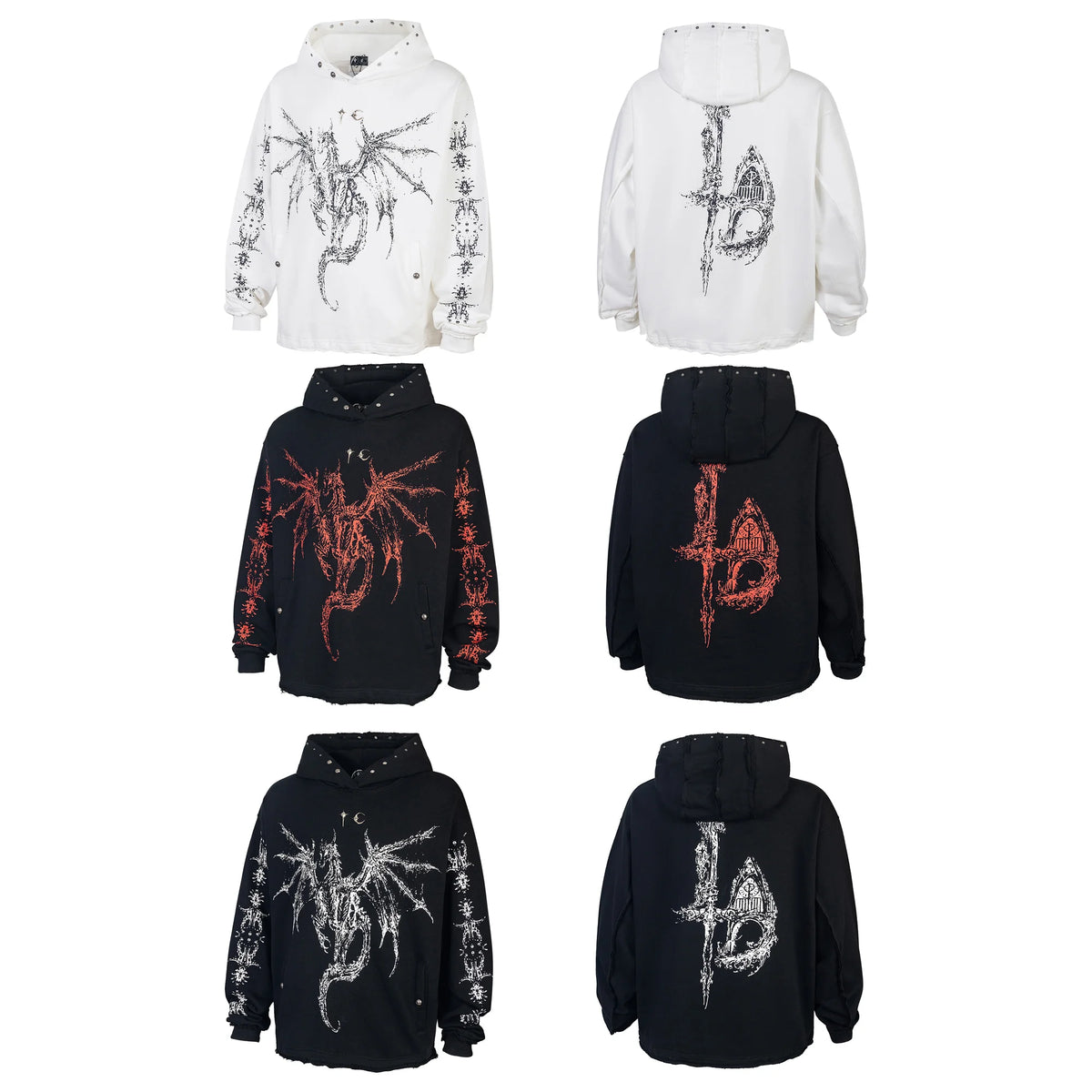 24ss THUG CLUB High-Street Dragon Print Cotton Casual Oversized Streetwear Hip-Pop Hoodies For Men Street King Limited