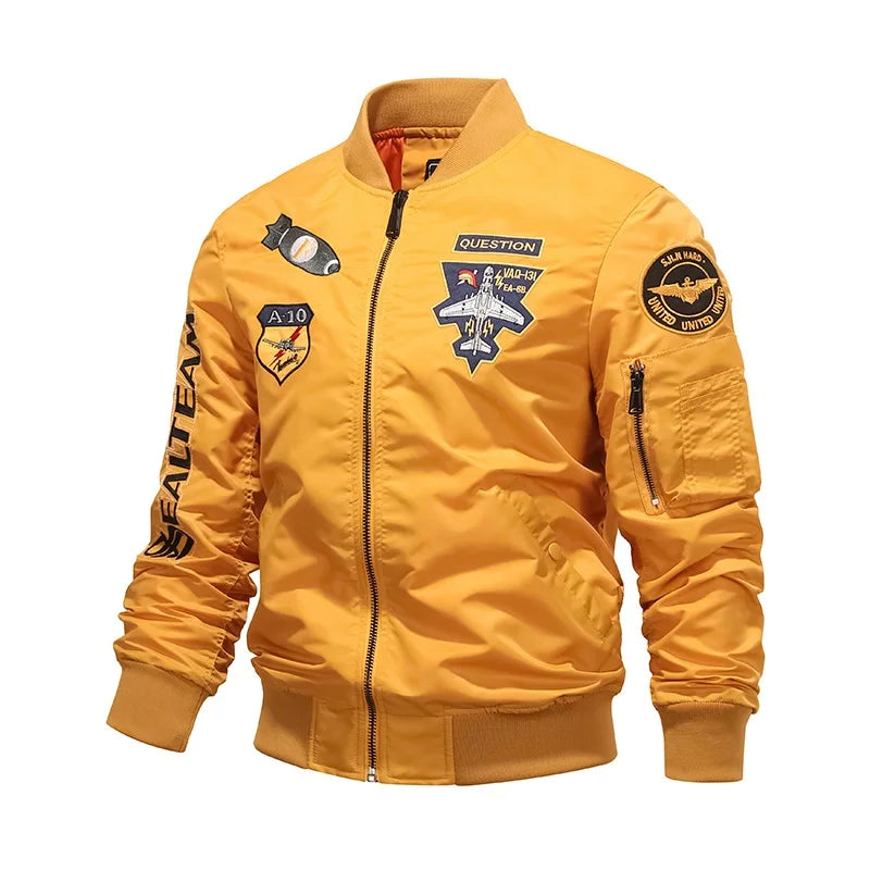 mens spring and autumn thin army green black yellow motorcycle pilot baseball uniform sports jacket mens hip hop style jacket clean everyday pants