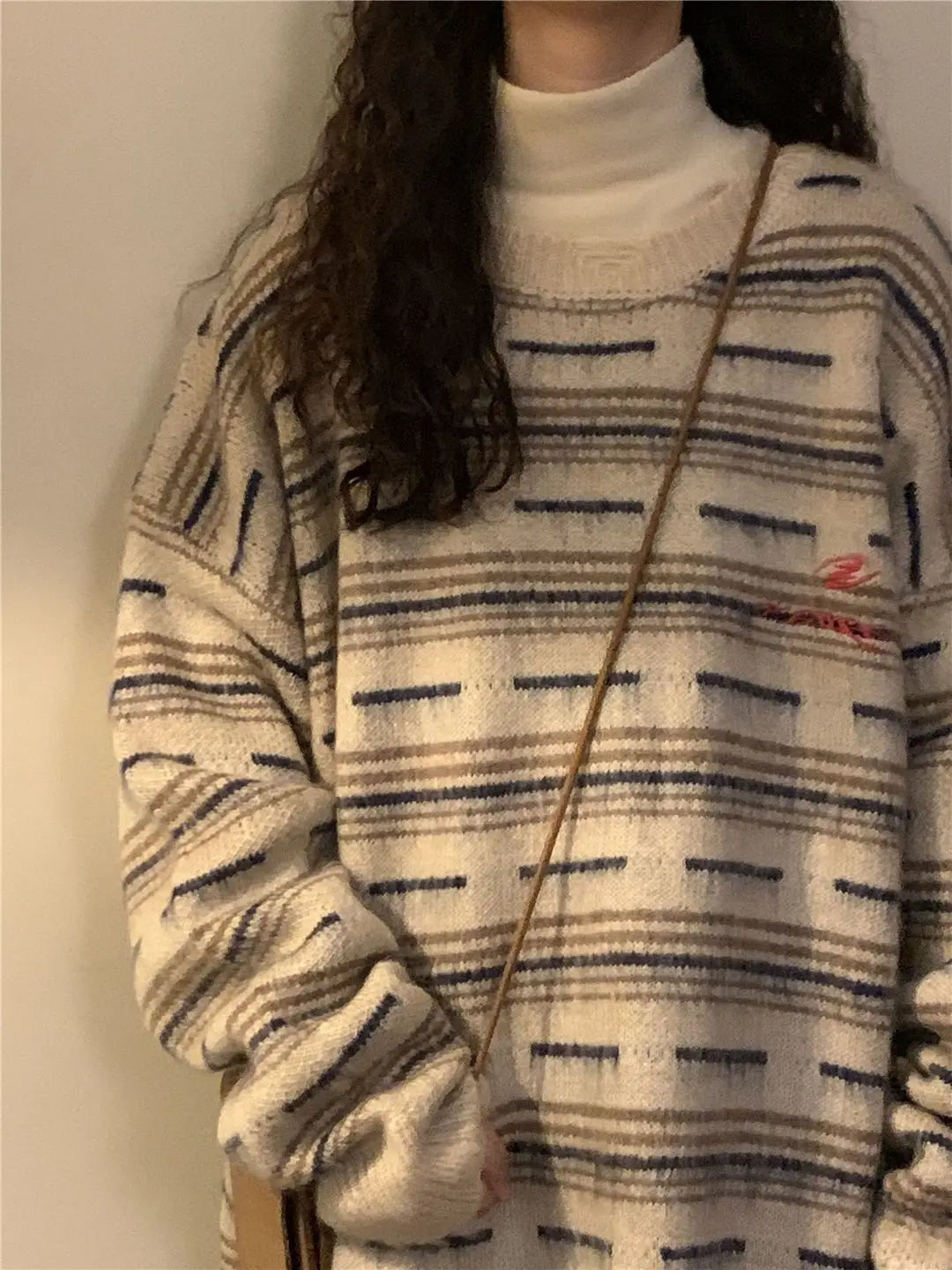 American autumn and winter street fashion individual round neck sweater for couples loose retro casual knitted Harajuku top y2k Street King Limited