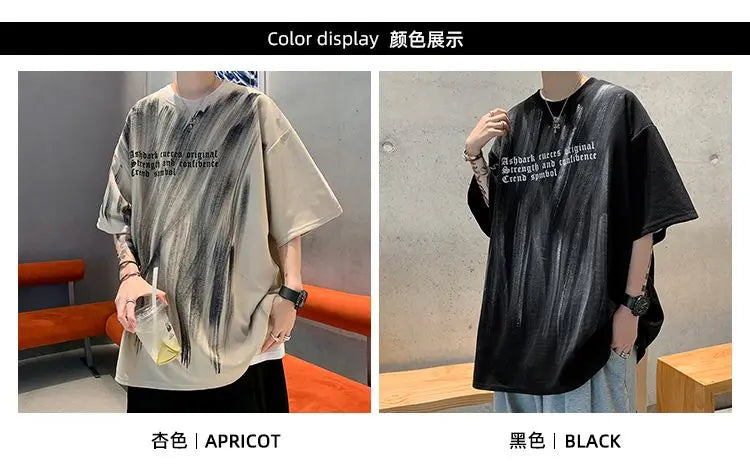 American retro loose summer short-sleeved T-shirt men's new trendy brand handsome high street casual half-sleeved tops y2k tops Street King Limited