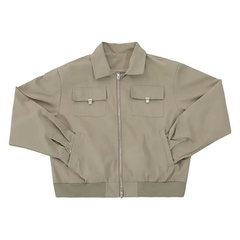 Autumn and Winter Korean Style Season Fashionable Retro Airplane Jacket Men's Loose Street Y2K Niche Shoulder Pad Lapel Jacket Street King Limited