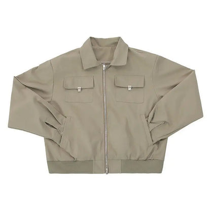 Autumn and Winter Korean Style Season Fashionable Retro Airplane Jacket Men's Loose Street Y2K Niche Shoulder Pad Lapel Jacket Street King Limited