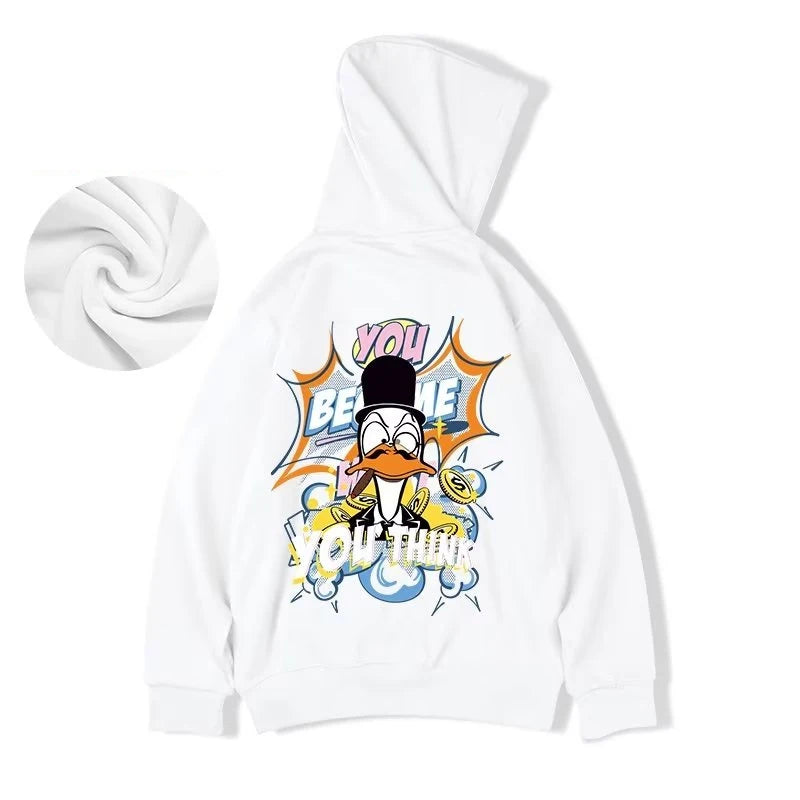 Autumn Funny Cartoon Duck Graphic Y2K Hoodies Oversized Hip Hop Fashion Sweatshirts Vintage Streetwear Punk Hoody Clothes Street King Limited