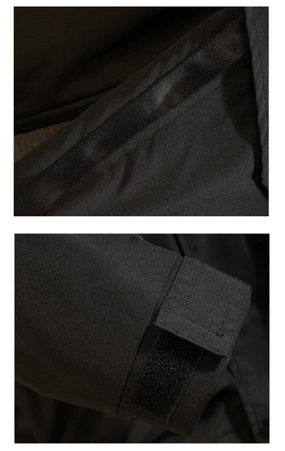 men jacket fashion 2024 army green punch jackets oversized hooded jacket collage zip design patch outdoor coat unique default style 6095