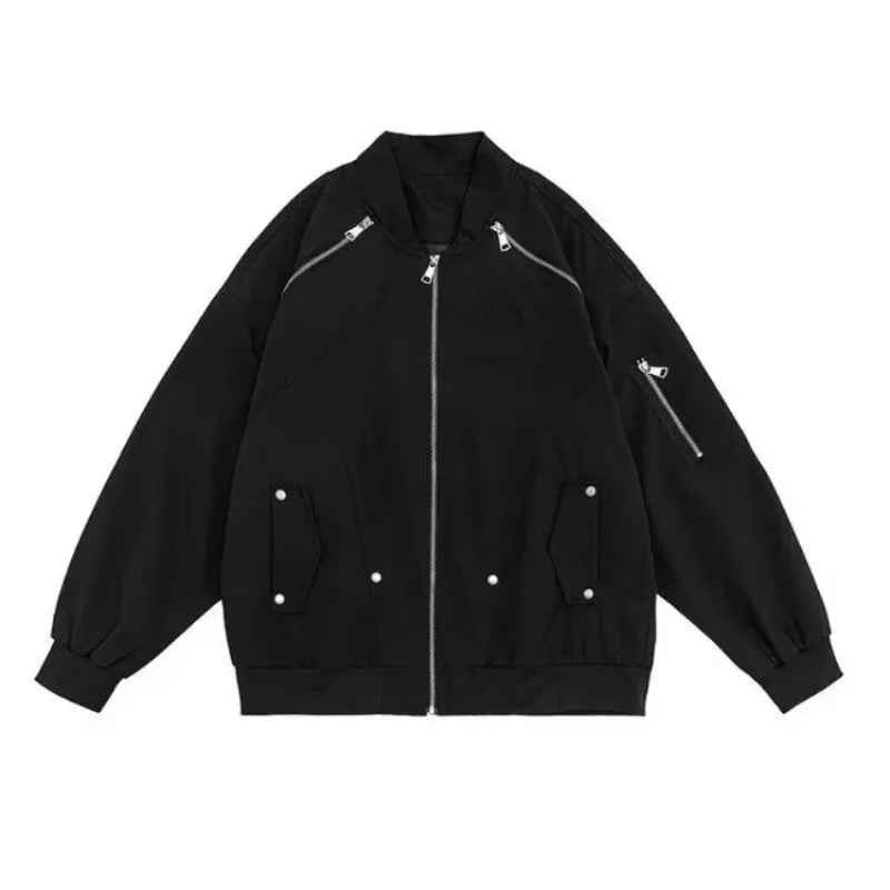 2024 spring american pilot jacket mens multi pocket trendy street loose bomber cardigan couple fashion zipper baseball coats unique default style 2799