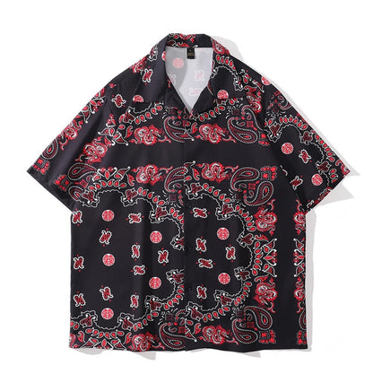 Rainbowtouches Unisex Summer Fresh Style Crane Digital Printing Comfortable  PrintingPolyester Casual Hawaii Street Wear Shirts Street King Limited