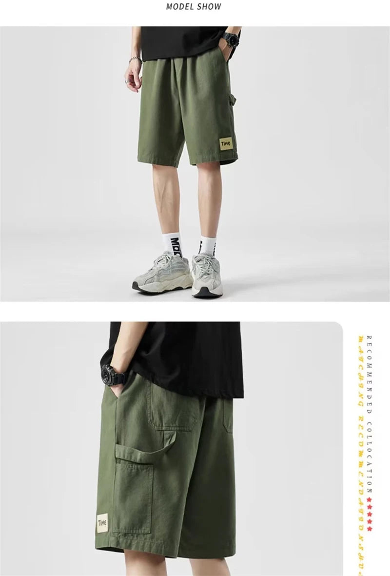 summer american casual retro shorts for men 2025 new loose straight short sweatpant streetwear fashion five point baggy bermudas unique joggers style 331