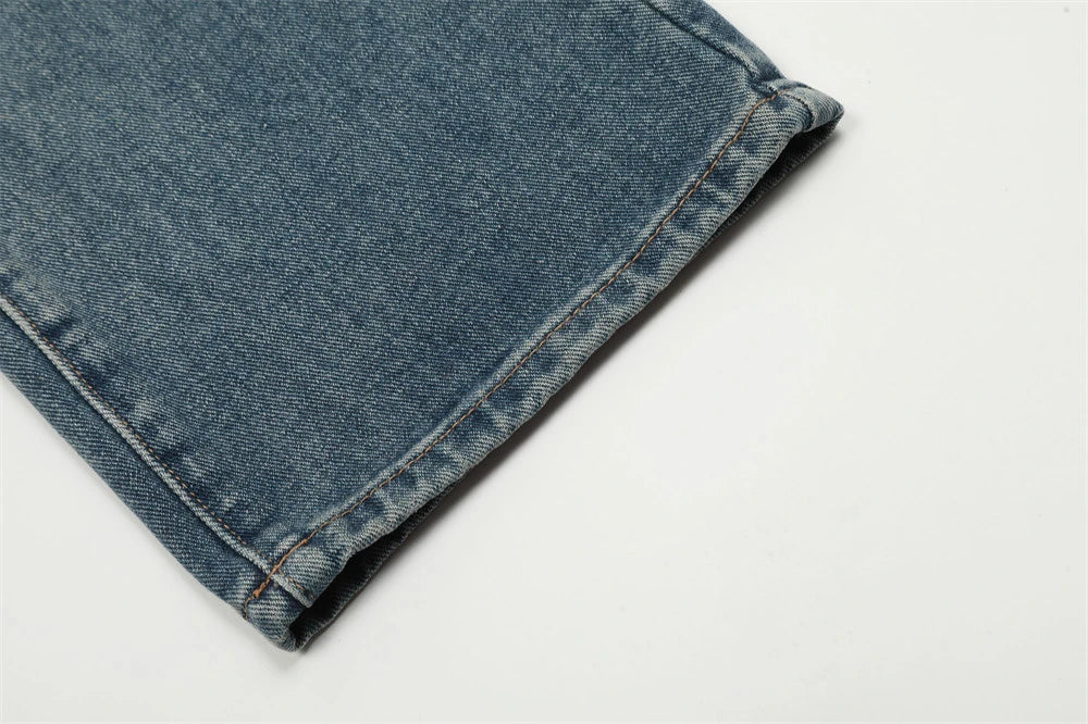 blue baggy jeans men letter printed straight denim pants fashion jeans male streetwear hip hop y2k loose trousers unique jeans style 4094