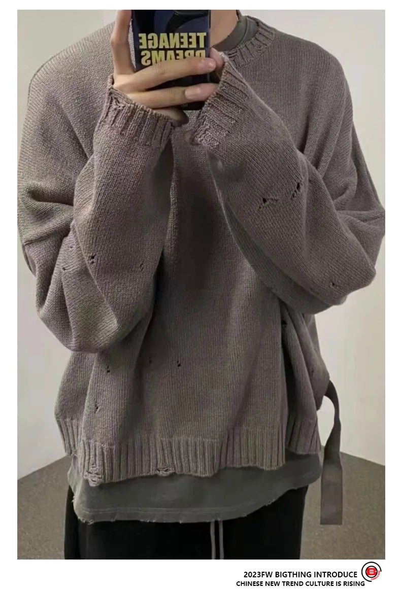 New 2023 Men Luxury Undermycar Holes gentleman Classic Cotton Knit Casual Sweaters pullover Asian Size High Drake #674 Street King Limited