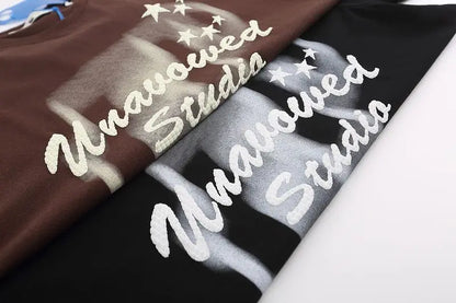 Fashion korean style personality printed graphic T shirt summer men women street hip hop Y2K Simplicity retro oversized T shirt Street King Limited