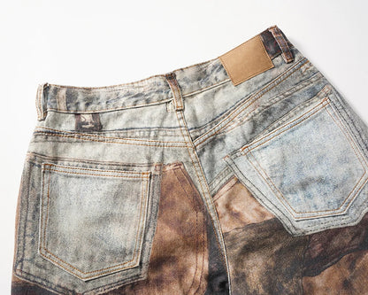 new autumn frayed patchwork baggy jeans pants for men and women straight ripped casual denim trousers oversized loose cargos unique cargo style 5434