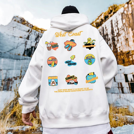 West Coast Graffiti Graphic Hoodie Sweatshirts Men Autumn Pullovers Hoodies Casual Male Y2K Streetwear Top Hip Hop Tracksuit Street King Limited