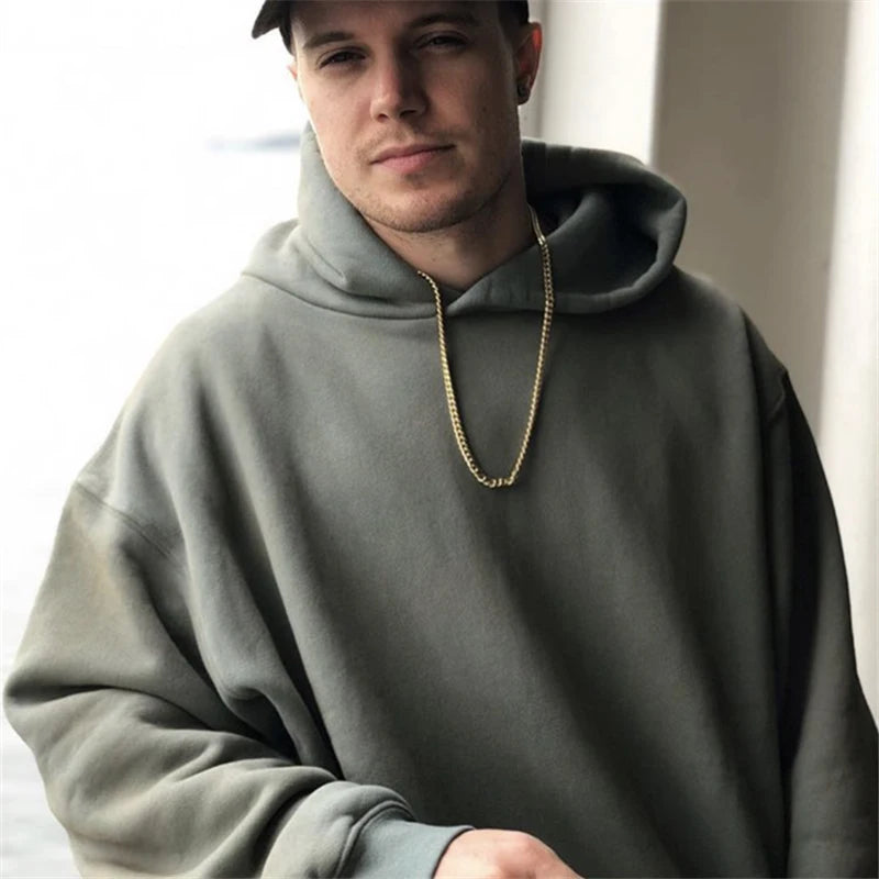 Best Quality Kanye West Hoodies Men Woman Chaopai Plush Shoulder Drop Lovers Loose Casual Solid Color Pullover Sweatshirts Street King Limited
