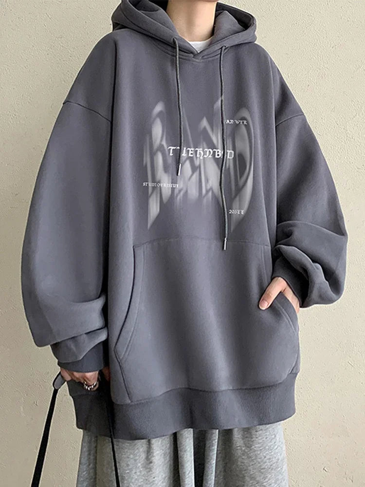New Gothic Letter Printed Hoodies For Men Autumn Hip Hop Oversized Hooded Sweatshirt Y2K Streetwear Graphic Hoodie Tracksuit Street King Limited