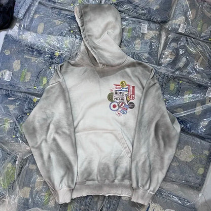 24AW do dirty damage print fleece hoodie Street King Limited