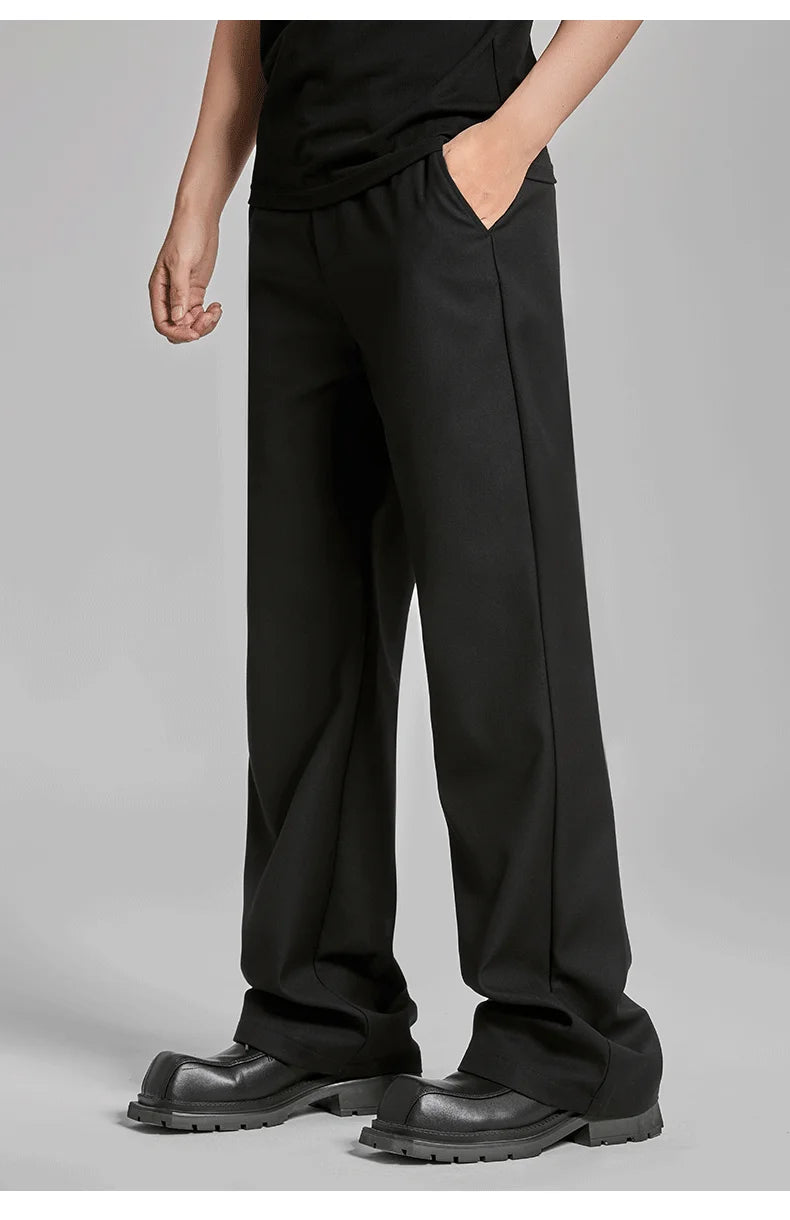 extended length edition men streetwear fashion hip hop vibe straight black pant casual business suit long pants trousers unique default style 1640