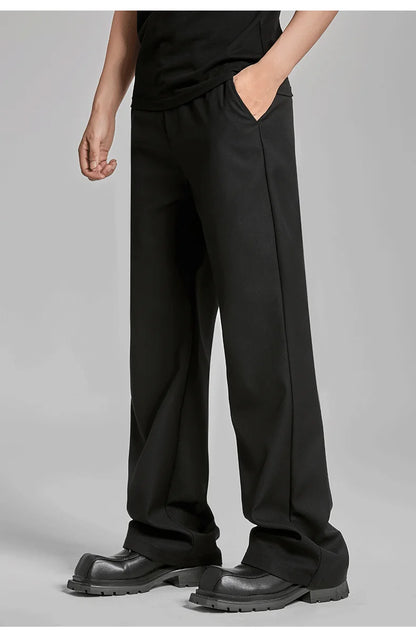 extended length edition men streetwear fashion hip hop vibe straight black pant casual business suit long pants trousers unique default style 1640
