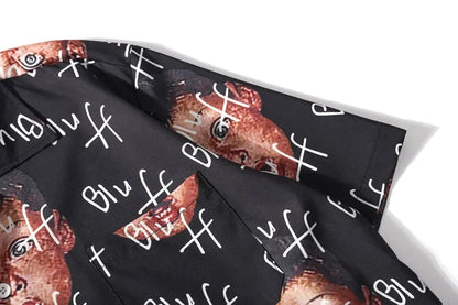 Dark Icon Bluff Boy Full Printing Hip Hop Shirt Street Summer Short Sleeved Men's Shirts Streetwear Clothing Street King Limited