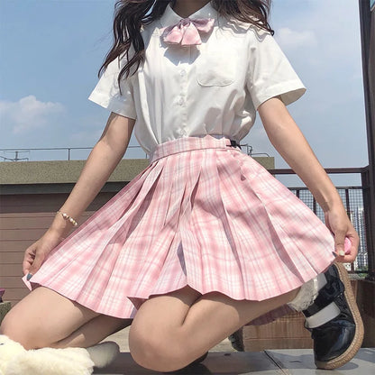 Jk Uniforms Gyaru School Uniform for Girl Student Pleated Skirt Uniform Set Women Short Sleeve Bow Tie Seifuku Japanese Style Street King Limited