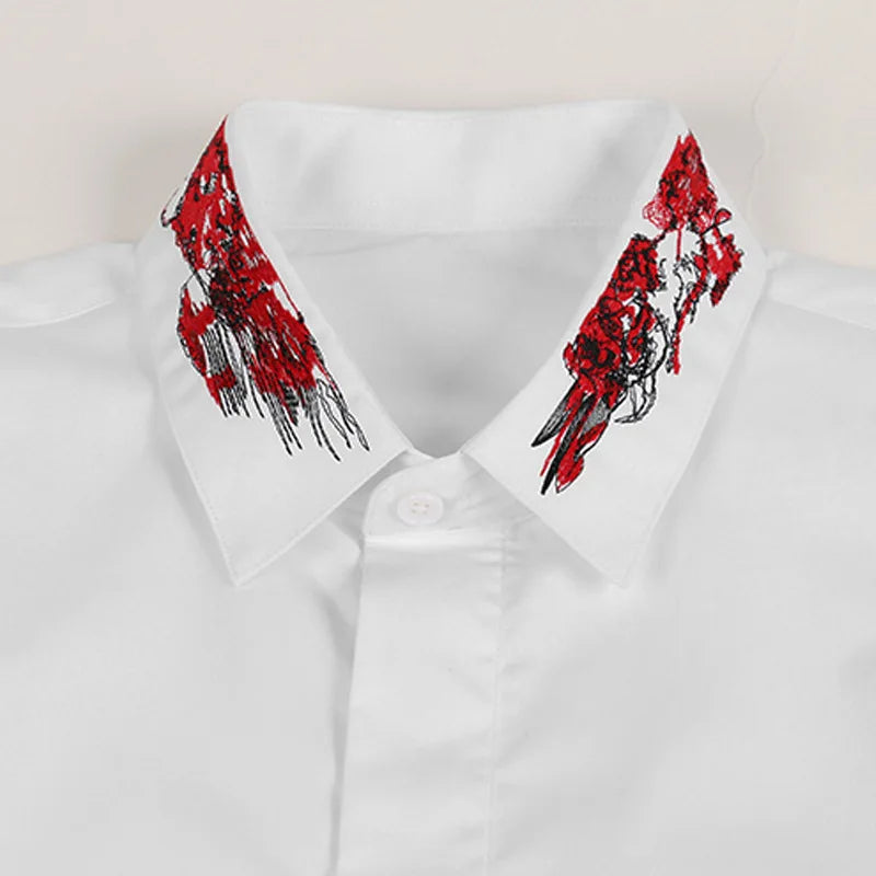 New 2022 Luxury Men Classic Embroidered bee stripe Fashion Cotton Casual Shirts Shirt High Quality Short Sleeves A68 Street King Limited
