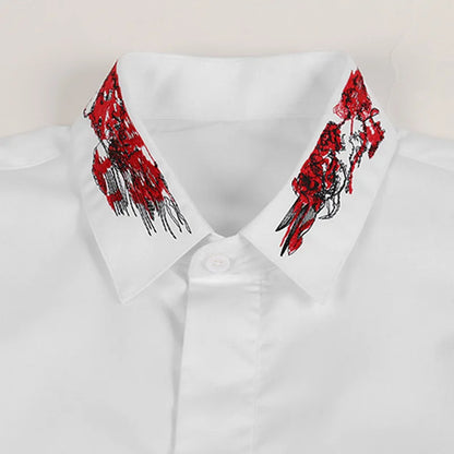 New 2022 Luxury Men Classic Embroidered bee stripe Fashion Cotton Casual Shirts Shirt High Quality Short Sleeves A68 Street King Limited