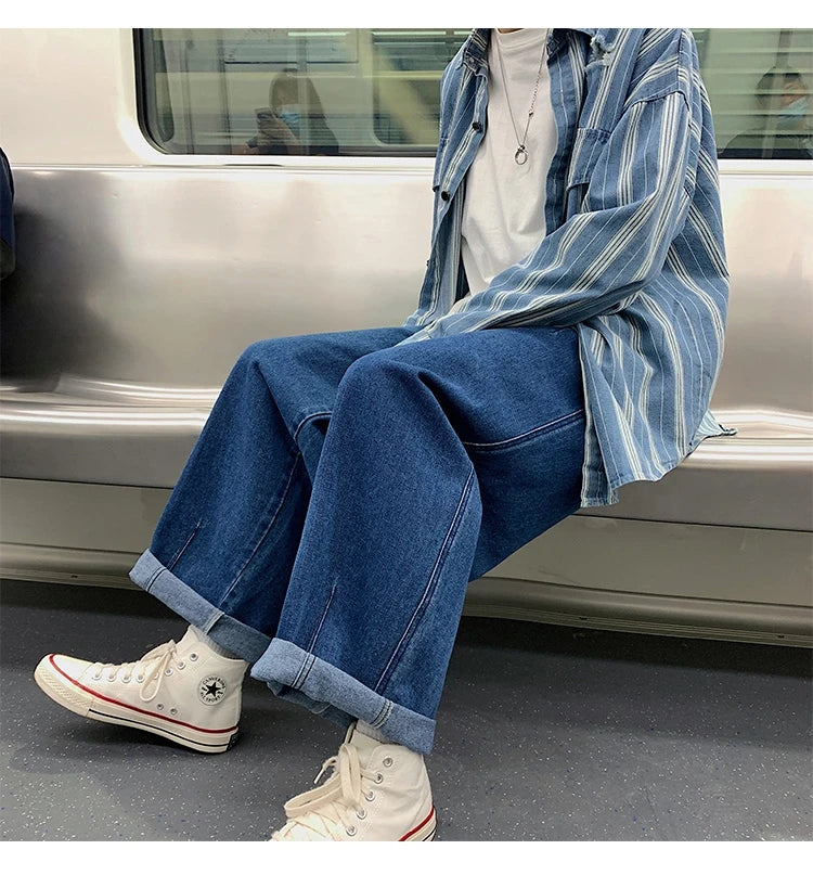 Men Wide Leg Jeans Loose Straight Baggy Denim Pant Men's Women's Streetwear Skateboard Pants Oversized Hip Hop Casual Trousers Street King Limited