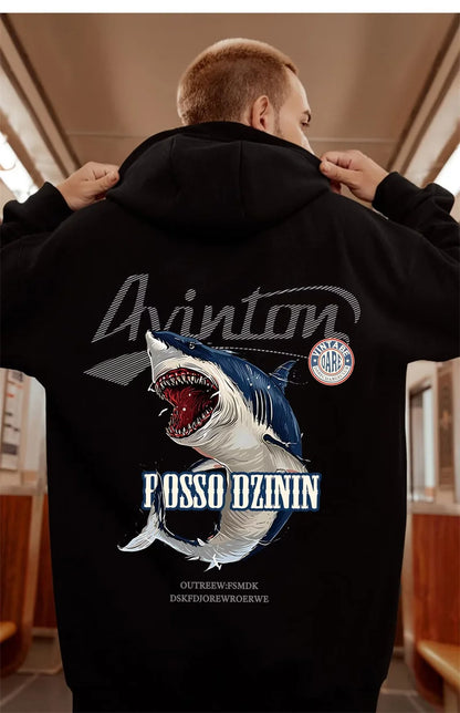 Y2k Streetwear Anime Shark Printed Hoodies For Men Autumn Oversized Baggy Pullovers Sweatshirts Hip Hop Fashion Fleece Hoodie Street King Limited