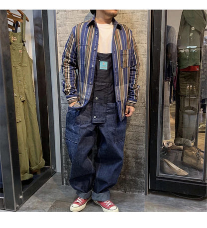 2023 summer cargo overalls pants men patchwork denim jumpsuits loose work pants solid color casual streetwear cargo trousers unique cargo style 4328