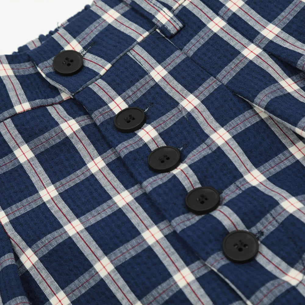 men women american streetwear fashion loose plaid wide leg straight pant boyfriend button down sports casual pants trousers relaxed fit trousers