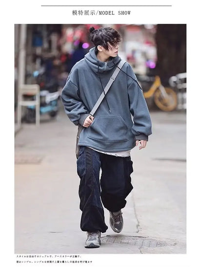 Men Women Winter Fleece Hoodies Korean Style Half Zipper Harajuku Hip Hop Hooded Sweatshirt Street Oversized Couple Pullovers Street King Limited